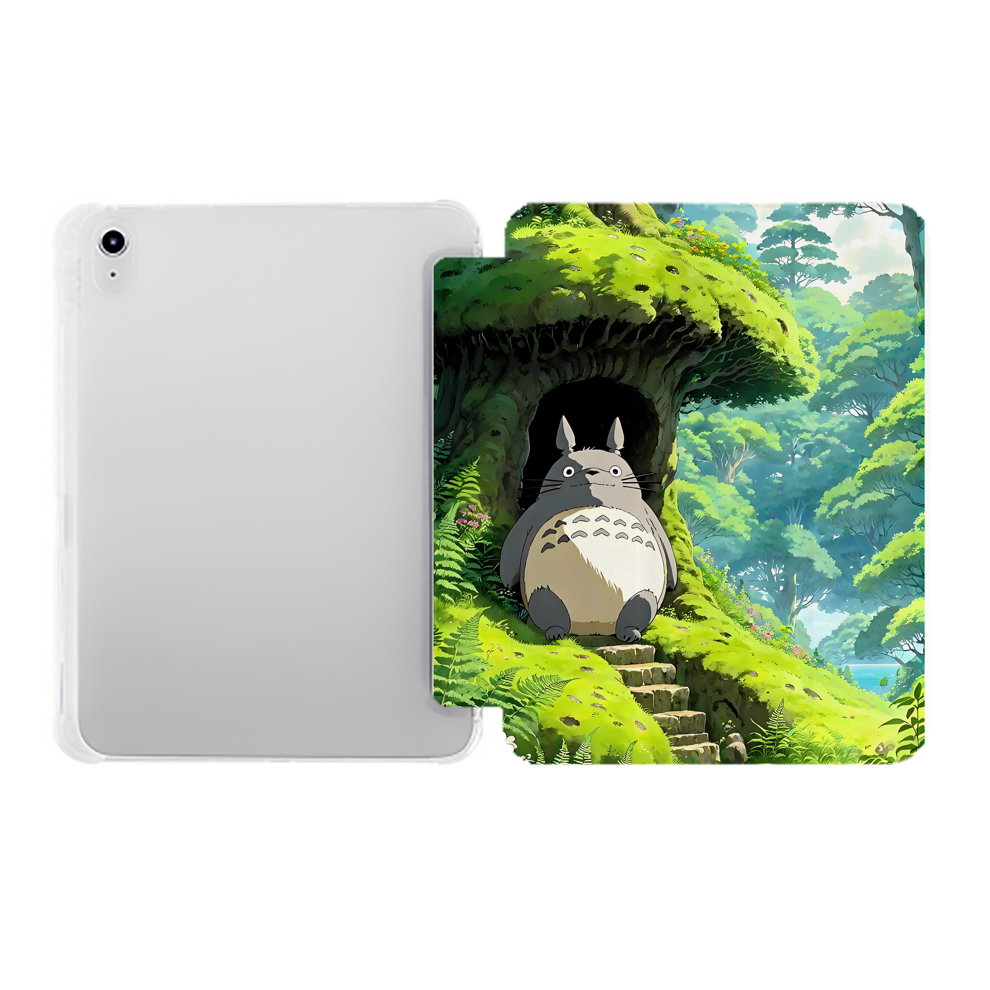 （画像用） となりのトトロ 草壁メイ 草壁サツキ My Neighbor Totoro Satsuki Kusakabe Mei Kusakabe IPad ケース ペン収納付き 三つ折りスタンド PUレザー×シリコン 対応機種9.5/10.5/10.9インチ